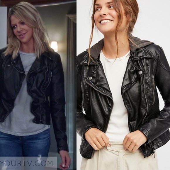 Free People Jackets & Blazers - Free People - Faux Leather Biker Jacket with Removable Hood - 6
